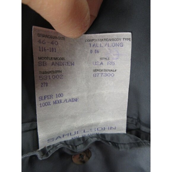 Samuelsohn Sport Coat 46 Long Blazer Houndstooth Wool Super 100 VINTAGE - Picture 12 of 14